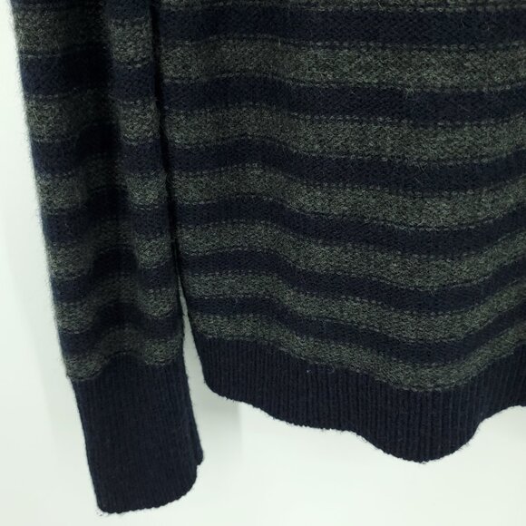 Vince Merino Wool/Camel Blend Slouchy Stripe Sweater M Black/Gray - Picture 14 of 16